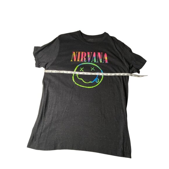 Nirvana Rainbow Logo Graphic T-Shirt Black 2XL Cotton Blend Unisex - Picture 4 of 6